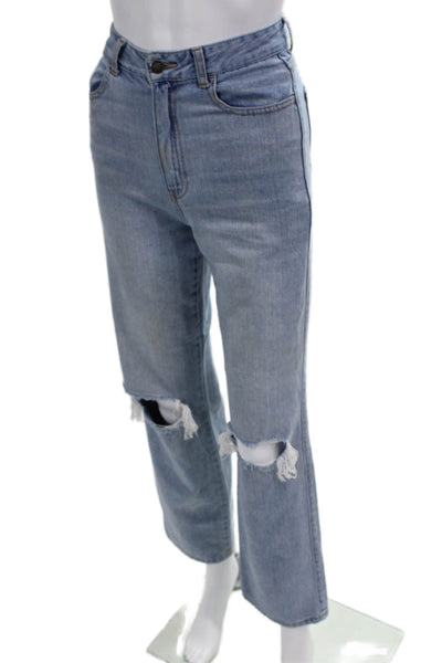 Katie J Girls Zipper Fly High Rise Medium Wash Straight Jeans Blue Size 16
