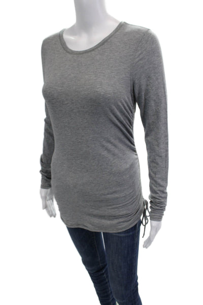Lululemon Womens Ruched Round Neck Long Sleeve Top Gray Size 4