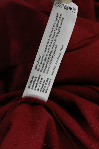 Eileen Fisher Womens Silk Short Sleeve Midi Shift Dress Red Size S