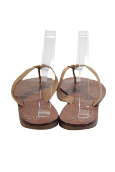 Tory Burch Womens Thong Strap Gold Tone Hardware Sandals Brown Size 8M