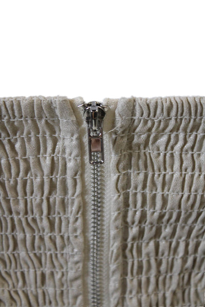 Jason Wu Womens Zip Back Knitted V Neck Linen Crop Top Beige Size Medium