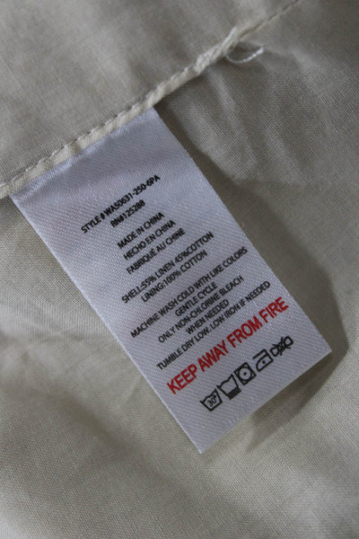 Jason Wu Womens Zip Back Knitted V Neck Linen Crop Top Beige Size Medium