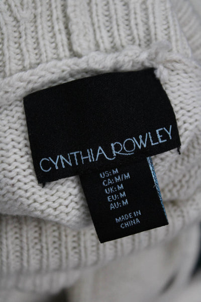 Cynthia Rowley Womens Long Sleeve Lace Up Side Turtleneck Sweater Beige Medium