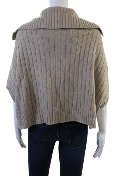 Saks Fifth Avenue Womens Button Front Cable Knit Cardigan Sweater Brown Medium