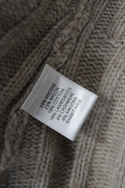Saks Fifth Avenue Womens Button Front Cable Knit Cardigan Sweater Brown Medium