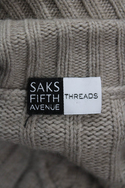 Saks Fifth Avenue Womens Button Front Cable Knit Cardigan Sweater Brown Medium