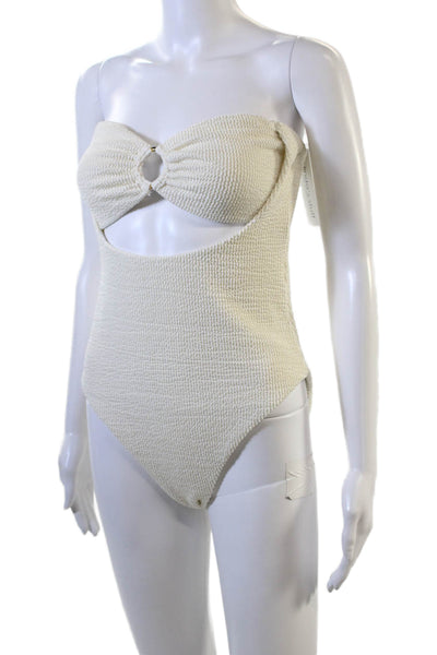 We Wore What Womens Strapless Cut Out One Piece Swimsuit White Size Large