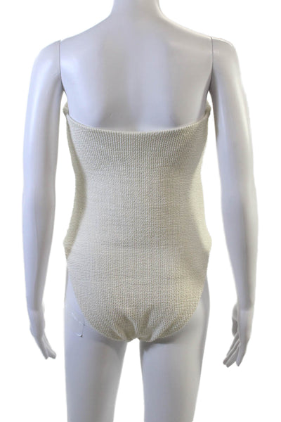 We Wore What Womens Strapless Cut Out One Piece Swimsuit White Size Large