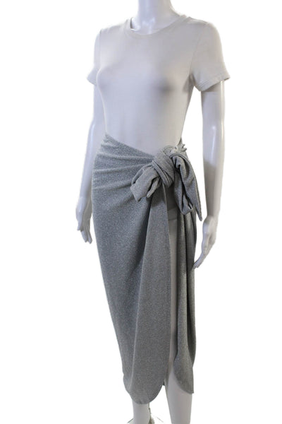 Good American Womens Metallic Knit Long Wrap Skirt Gray Size 5-8