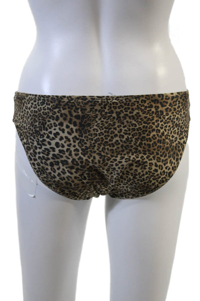 Seafolly Womens Eyelet Trim Leopard Printed Bikini Bottom Brown Size 8