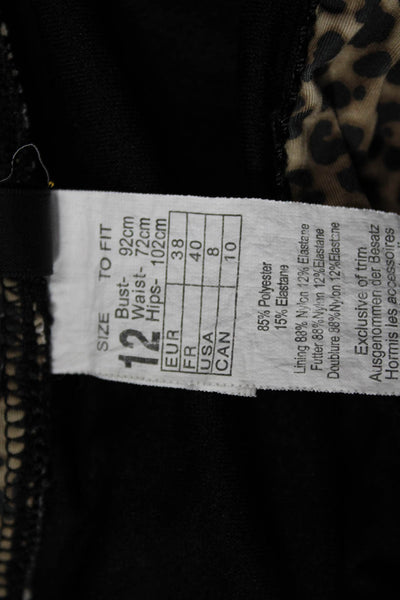 Seafolly Womens Eyelet Trim Leopard Printed Bikini Bottom Brown Size 8