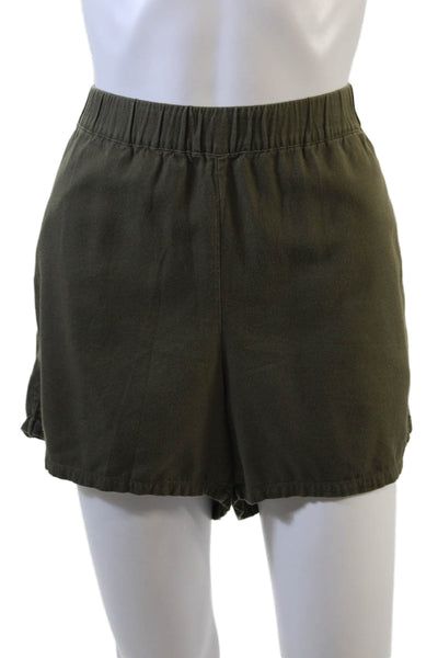 Madewell Womens Elastic Waistband Side Slit Short Shorts Green Size Large