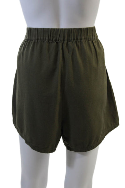 Madewell Womens Elastic Waistband Side Slit Short Shorts Green Size Large