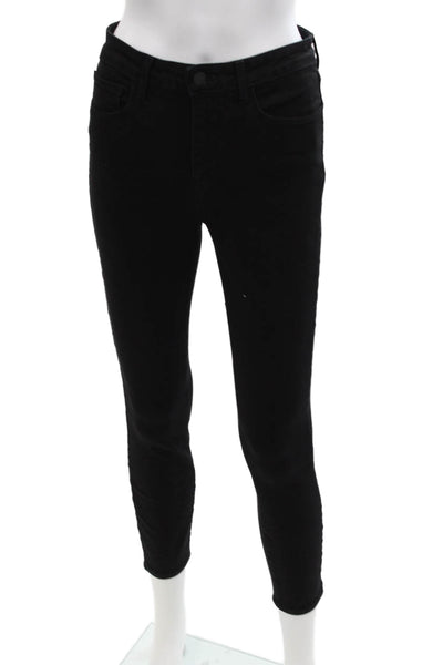 L'Agence Womens Cotton Five Pocketed Casual Skinny Jeans Solid Black Size 27