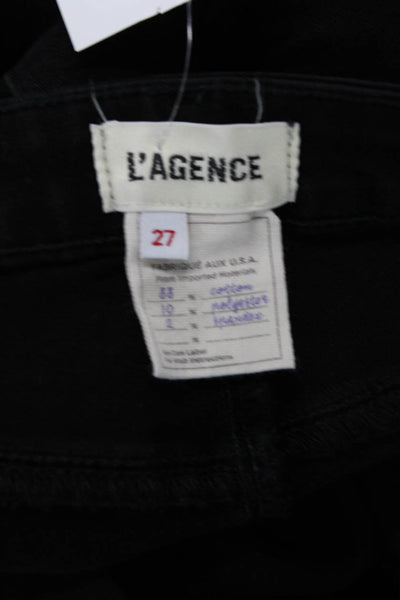 L'Agence Womens Cotton Five Pocketed Casual Skinny Jeans Solid Black Size 27