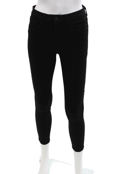 L'Agence Womens Cotton Five Pocketed Mid Rise Skinny Jeans Solid Black Size 26