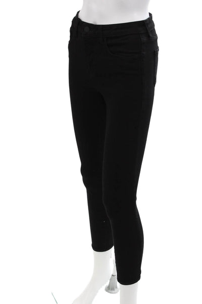 L'Agence Womens Cotton Five Pocketed Mid Rise Skinny Jeans Solid Black Size 26
