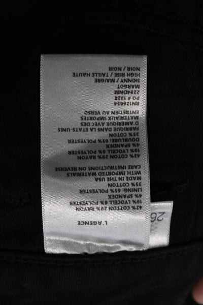 L'Agence Womens Cotton Five Pocketed Mid Rise Skinny Jeans Solid Black Size 26