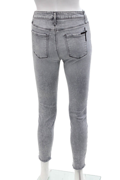 R+A Womens Cotton Five Pocket Distressed Ankle Skinny Jeans Light Gray Size 26