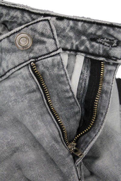 R+A Womens Cotton Five Pocket Distressed Ankle Skinny Jeans Light Gray Size 26