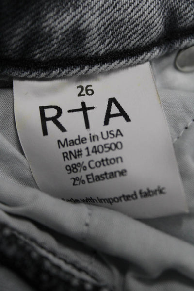 R+A Womens Cotton Five Pocket Distressed Ankle Skinny Jeans Light Gray Size 26