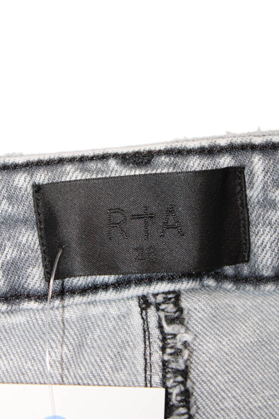 R+A Womens Cotton Five Pocket Distressed Ankle Skinny Jeans Light Gray Size 26