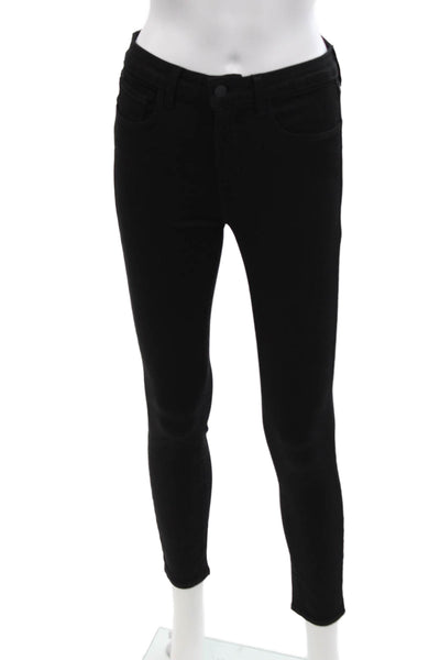 L'Agence Womens Cotton Five Pocket Mid Rise Slim Fit Jeans Solid Black Size 26