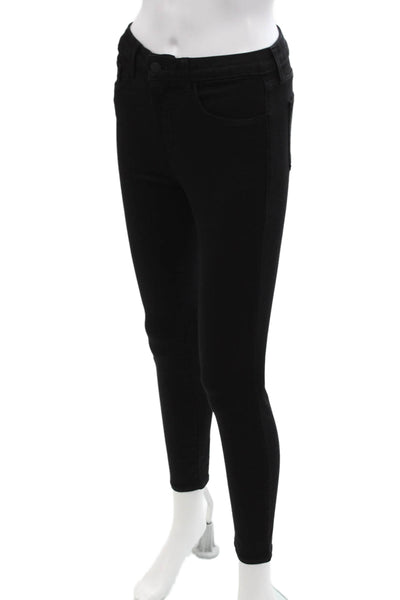 L'Agence Womens Cotton Five Pocket Mid Rise Slim Fit Jeans Solid Black Size 26