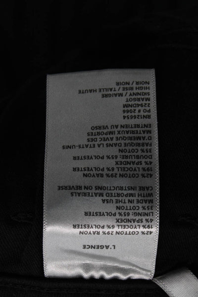 L'Agence Womens Cotton Five Pocket Mid Rise Slim Fit Jeans Solid Black Size 26