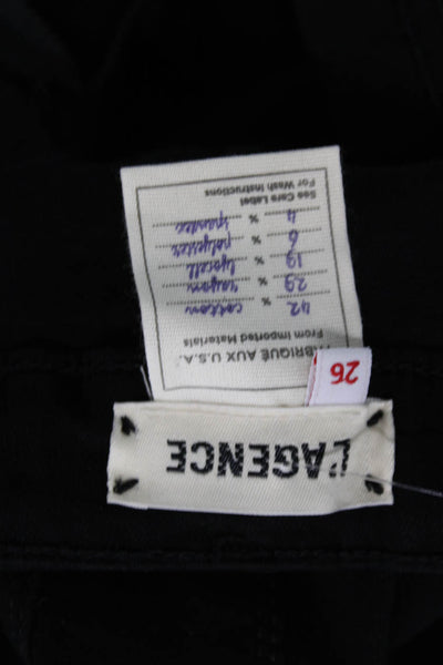 L'Agence Womens Cotton Five Pocket Mid Rise Slim Fit Jeans Solid Black Size 26