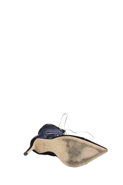 Tamara Mellon Womens Velvet Lace Up Gladiator Pointed Toe Heels Blue Size 9