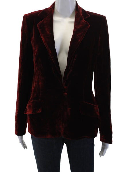 Anne Klein Womens Textured Suede Button Lined Blouse Red Size 06