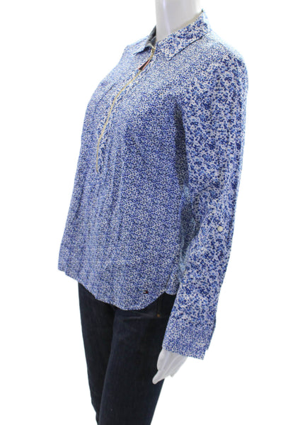 Tommy Hilfiger Womens Cotton Long Sleeve Floral Top Blue Size XS