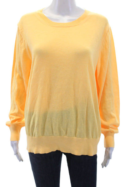 J Crew Womens Cotton Long Sleeve Round Neck Knit Top Orange Size XL