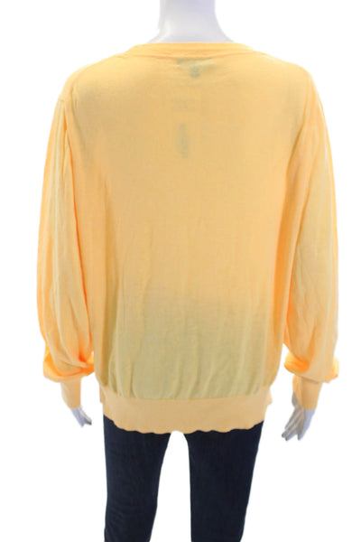 J Crew Womens Cotton Long Sleeve Round Neck Knit Top Orange Size XL