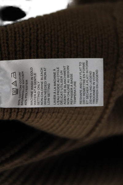 Lord & Taylor Womens Cotton Long Sleeve Round Neck Knit Sweater Brown Size XS