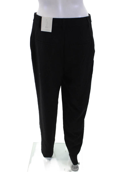 Joie Womens Textured Zip Straight Leg Pleated Pants Black Size 04