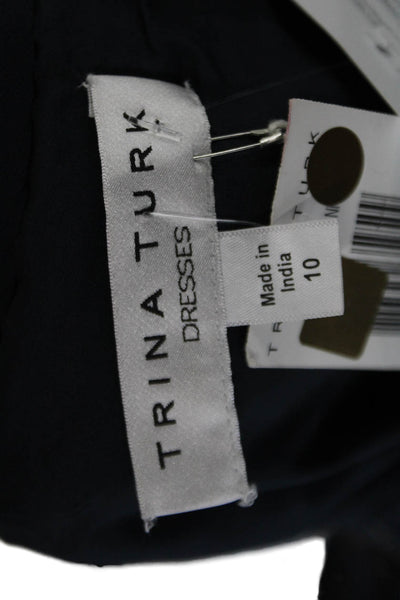 Trina Turk Womens Sequins Detail Boat Neck Mini Dress Blue Size 10