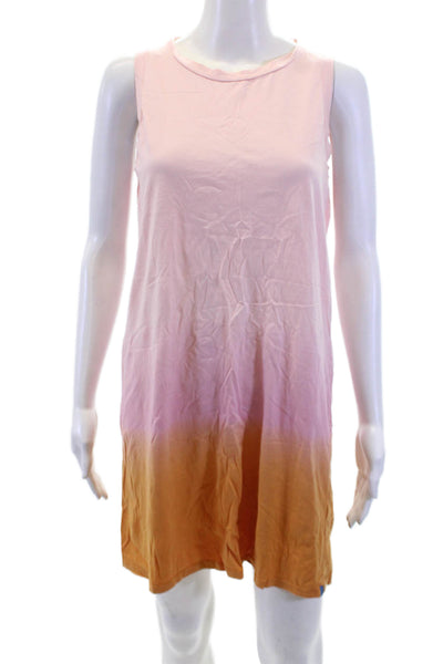 Kule Womens Cotton Ombre Print Crew Neck Tank Dress Pink Orange Size M