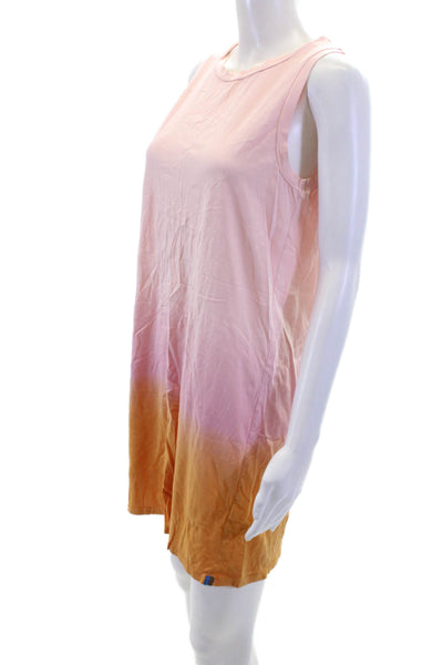 Kule Womens Cotton Ombre Print Crew Neck Tank Dress Pink Orange Size M