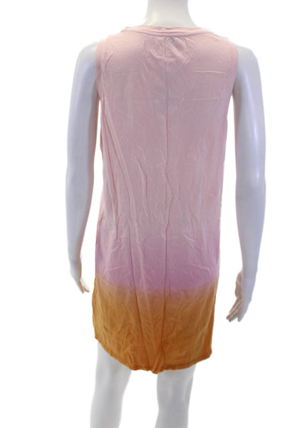 Kule Womens Cotton Ombre Print Crew Neck Tank Dress Pink Orange Size M
