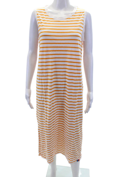 Kule Womens Cotton Striped Scoop Neck Sleeveless Maxi Dress Orange Size M