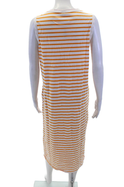 Kule Womens Cotton Striped Scoop Neck Sleeveless Maxi Dress Orange Size M