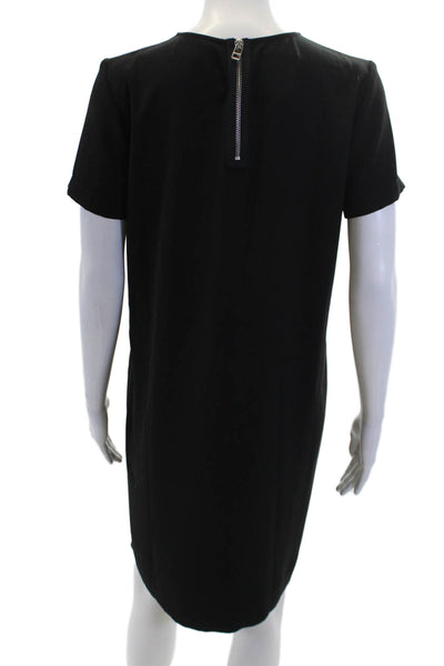 Madewell Womens Front Pockets Zip Back Short Sleeve A-Line Dress Black Size S