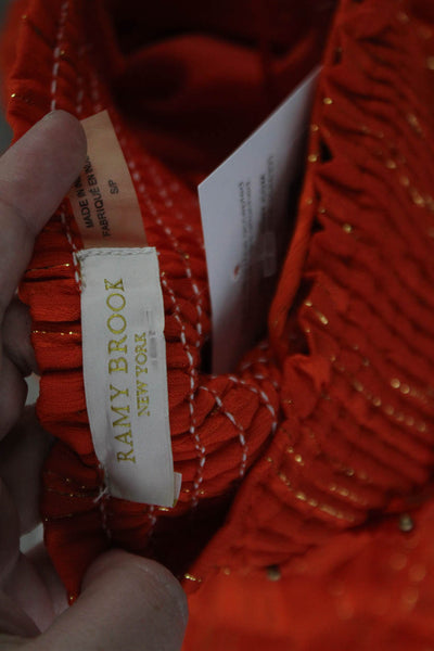 Ramy Brook Grommet Detail Layered Sleeveless Maxi Dress Orange Size S