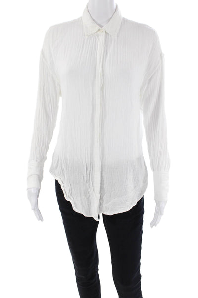 Sundays Womens Long Sleeves Button Down Shirt White Cotton Size 0