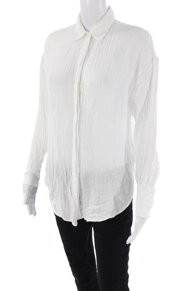 Sundays Womens Long Sleeves Button Down Shirt White Cotton Size 0