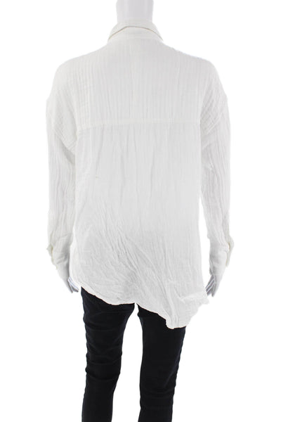 Sundays Womens Long Sleeves Button Down Shirt White Cotton Size 0