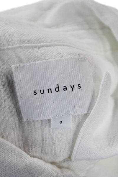 Sundays Womens Long Sleeves Button Down Shirt White Cotton Size 0