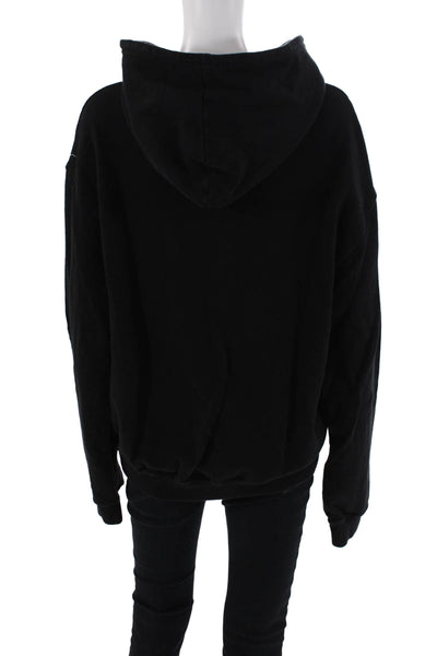 Volley Club Womens Pullover Logo Pocket Front Hoodie Sweatshirt Black Medium